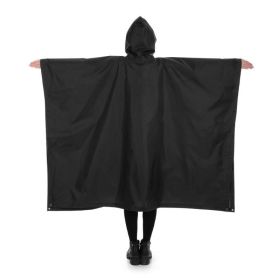 Multi-Usage Lightweight Hooded Rain Poncho Picnic Mat Blanket Sun Shelter (Type: Camping supplies, Color: black)